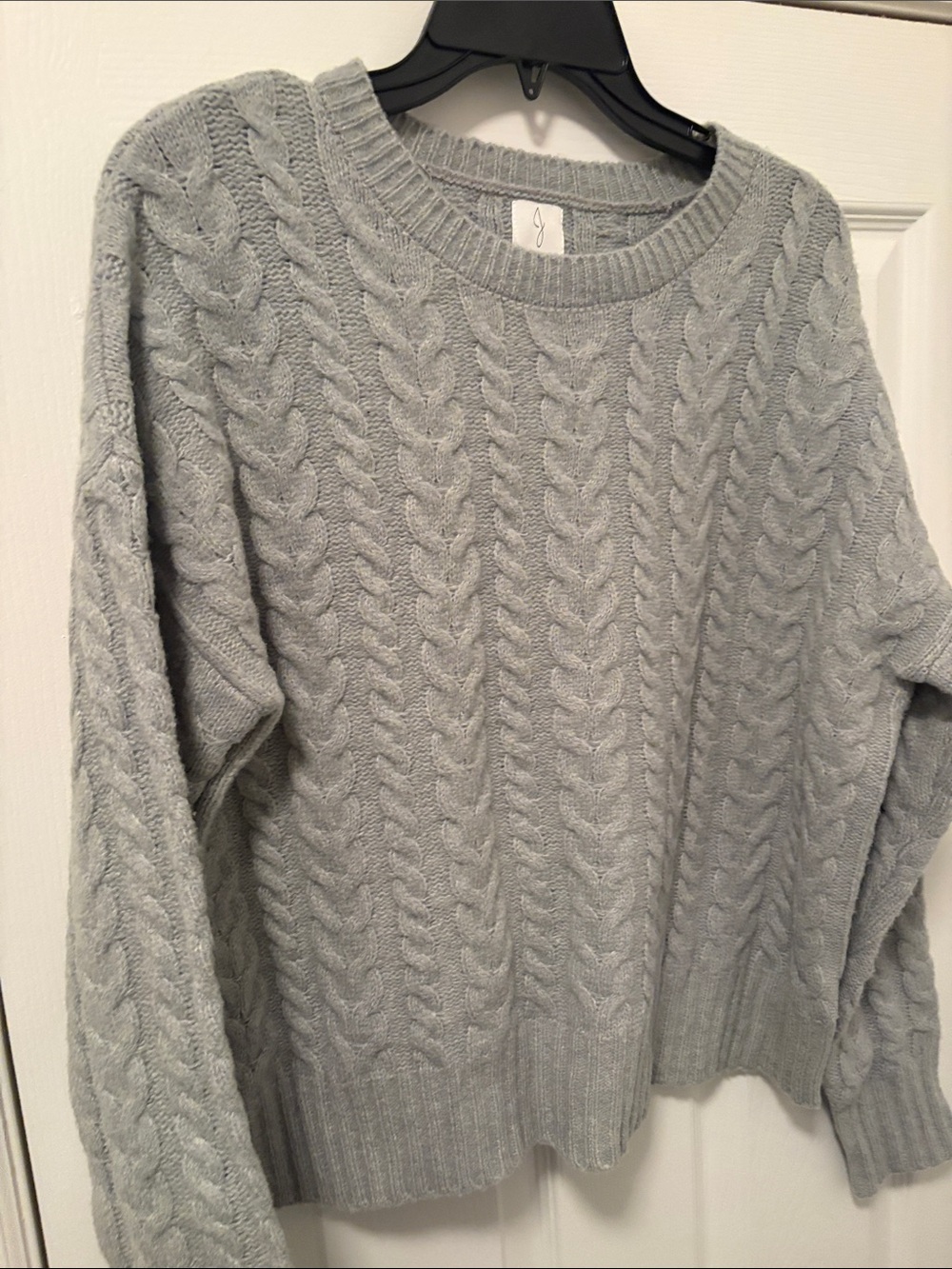 Sage Gray Classic Cable Knit Sweater